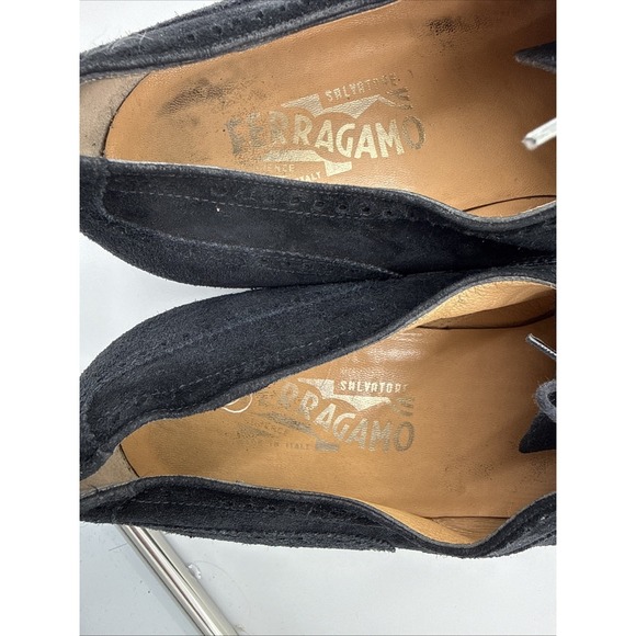 Salvatore Ferragamo Men's Black Suede Lace Up Oxford Shoes Size 10D - Picture 9 of 10